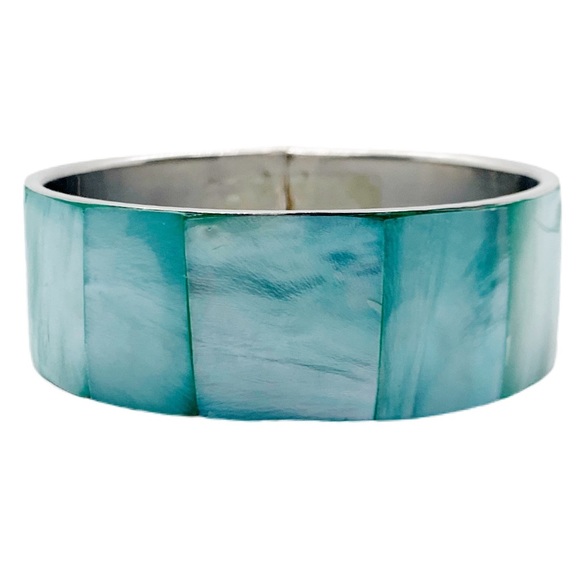 INLAY GREEK TURQUOISE MOTHER OF PEARL ARM BANGLE